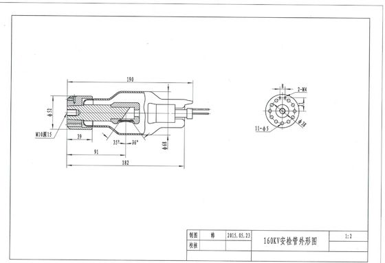 160KVp 2mA X-Strahlrohr für Flughafensicherheitsprüfungsinspektionssystem 190x182x Dia52mm Durchmesser